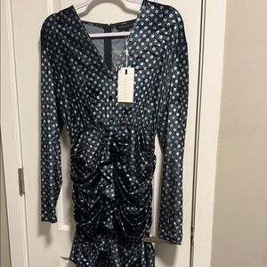 Endless Rose Black and Blue Polka Dot Long Sleeve Dress